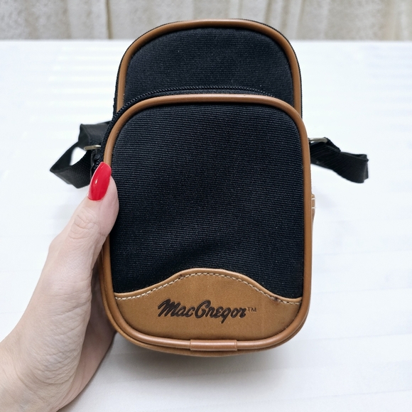 Vintage MacGregor Retro Bag Cross Body Camera Case Black Tan Adjustable Strap - Picture 2 of 15